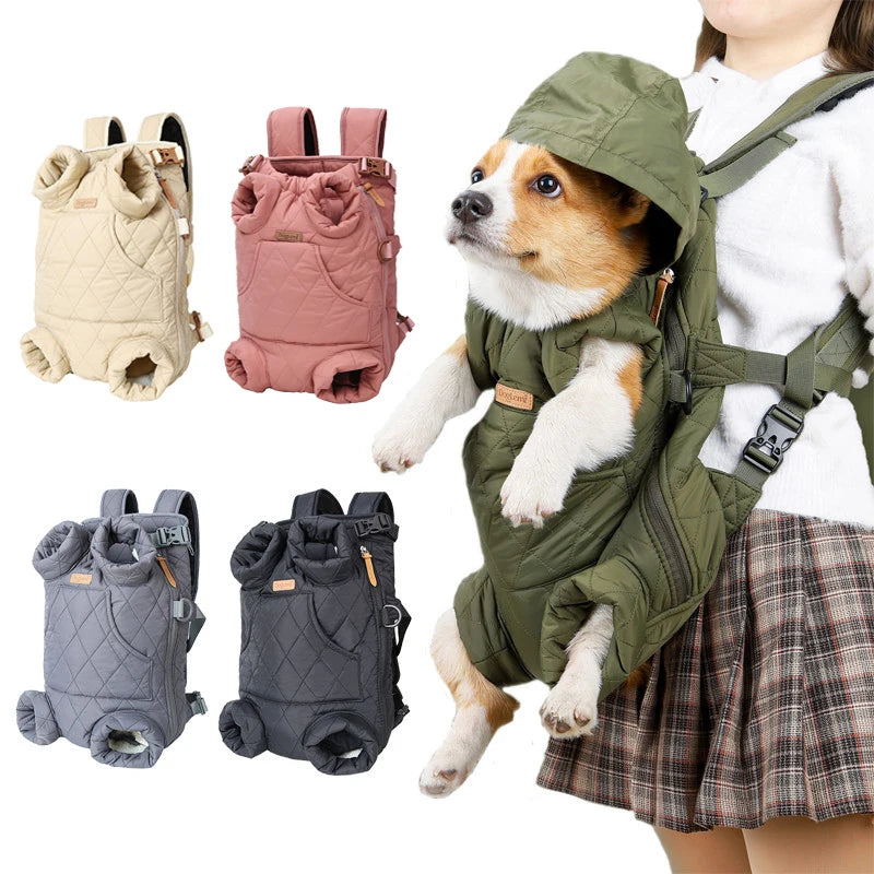 Winter Pet Dog Backpack - Insulated Warm Cat Carrier, Hands-Free Portable Travel Bag for Small Dogs, Windproof and Safe